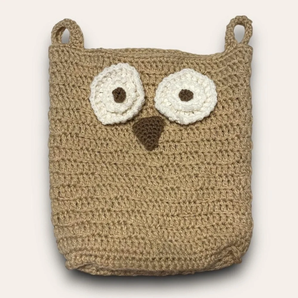 Crochet Owl Storage Basket Kitsch Cottagecore Woodlands